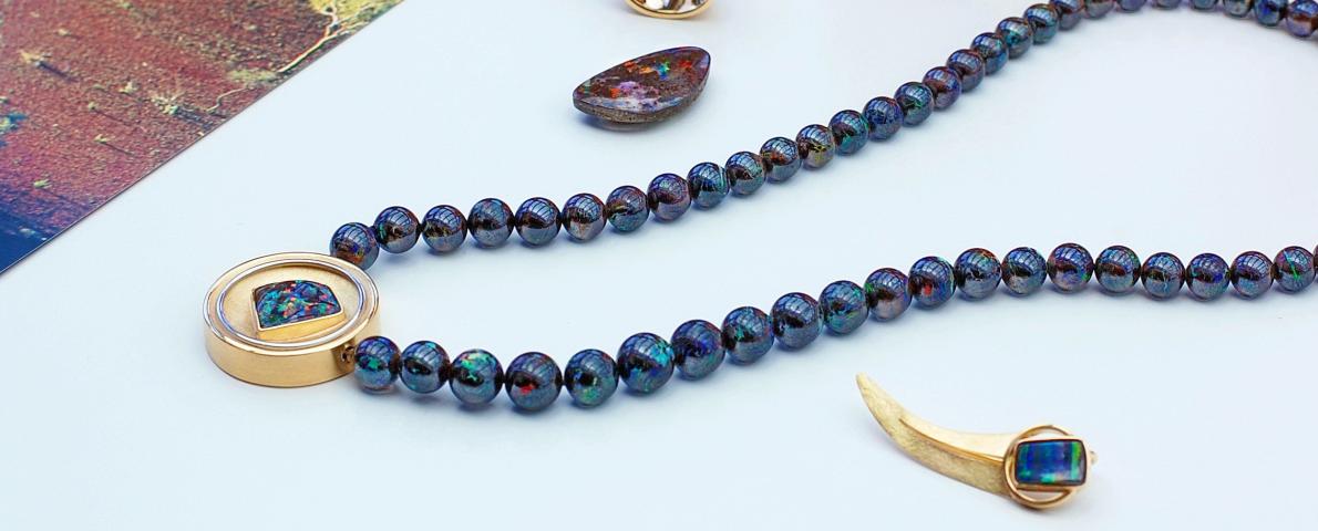 Boulder-Opalschmuck Opal Reise ausgefallener Opalschmuck