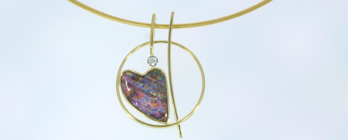 Opalanhänger "Mein Herz" Opalanhänger Schmuck Goldschmiede