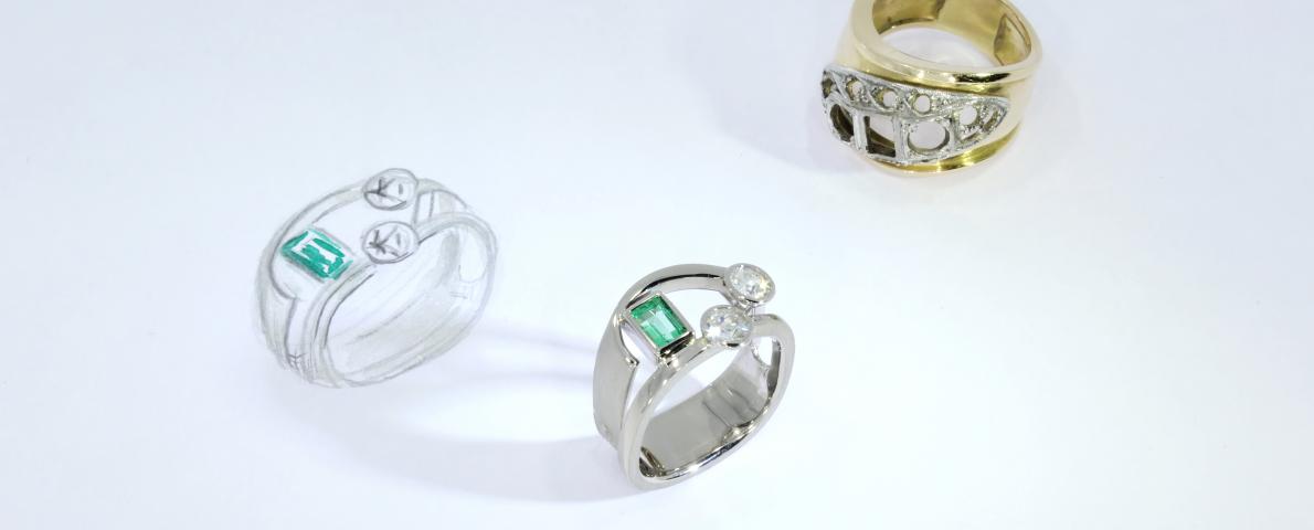 Smaragd Ring vorher nacher