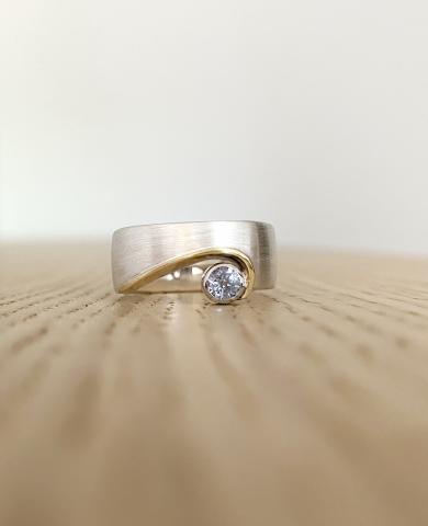 Ring "wave" Ring Silber Gold Aquamarin