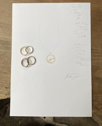 Skizze Anhänger aus vier Ringen