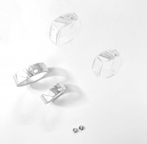 Trauringe Silber Gold mit Brillant