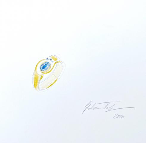 Skizze Saphir Ring