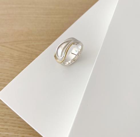 Ring"Luftwirbel" Ring Silber Gold schlicht