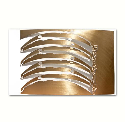 Wandbild Bewegung Messing auf Holz