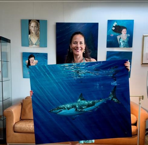 Alexandra Telgmann Golden Ocean Reflection- Shark, 80x100cm