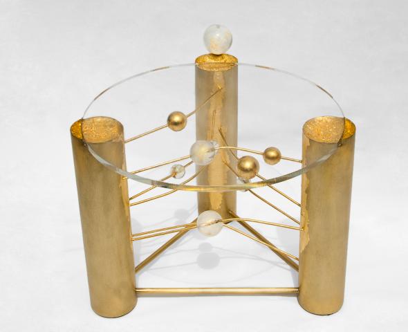 Tisch Messing mit Acryl und Bergkristallkugeln Tisch