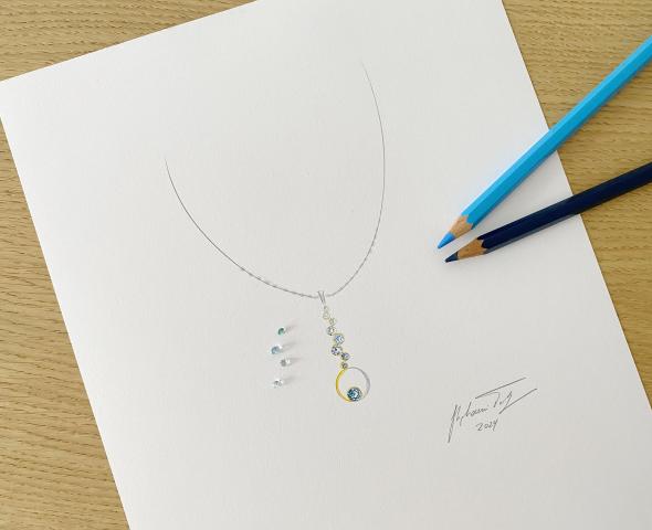 Entwurf: Anhänger "in the water" Collier Entwurf