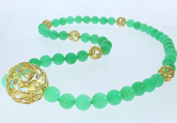 Chrysoprascollier "Menschenkette" Collier "Menschen" mit Chrysopras