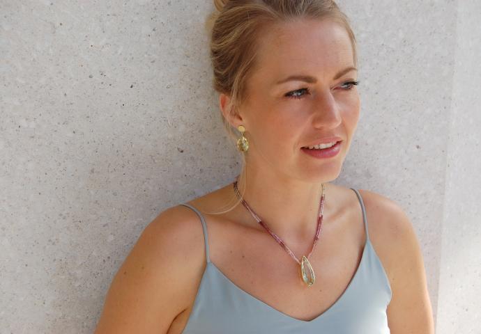 Collier "green line" Anhänger Prasolith