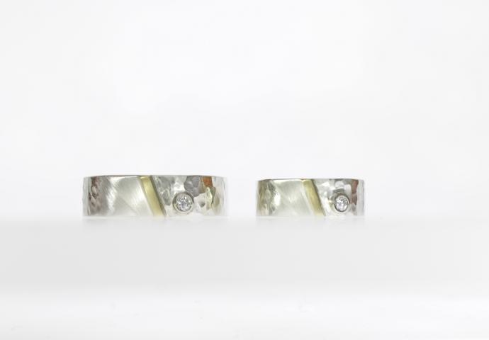 Trauringe Silber Gold mit Brillant